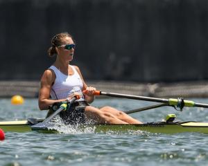 Emma Twigg competing during the Women's Single Sculls competition in Tokyo. Photo: Getty Images