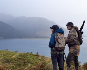 Lisa Scott gets an overview of hunting on Glen Dene Station, Lake Hawea, from guide Tony Higgins....