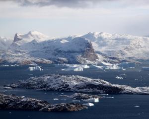 Icebergs seen from Nasa’s Oceans Melting Greenland (OMG) research aircraft this week, near...