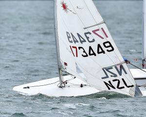 Boats race in the Vauxhall Yacht Club’s Laser 50th anniversary regatta on Otago Harbour on...