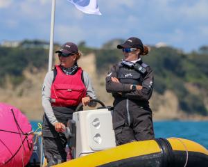 Dunedin sailor Jenny Armstrong (left) with Rosie Chapman, the woman she is replacing in a...