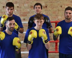 Otago boxers (front, from left) Matt Crawford, Dominic McRae, Shaun Crawford and (back) Michael...