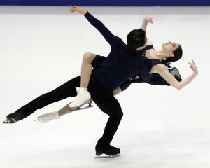 New Zealanders Charlotte Lafond-Fournier and Richard Kang-In Kam compete in the rhythm dance at...
