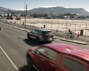 Traffic heads north in Cumberland St beside the site of the new Dunedin hospital. PHOTO: GERARD O...