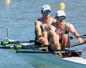 Otago rowers Logan Docherty (front) and Reuben Cook competed in the double sculls for the Wairau...