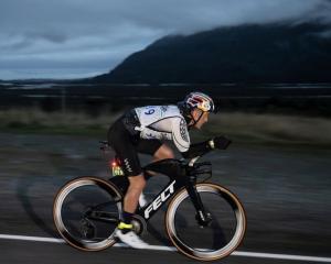 Braden Currie maintains his lead on the cycling stage during the Coast to Coast on Saturday....