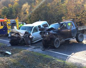 The aftermath of a drugged driver crashing into Walter Dalziel’s ute in the Manuka Gorge, near...