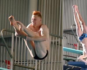 Diving in the national championships finals at Moana Pool are (from left) Liam Stone, Fraser...