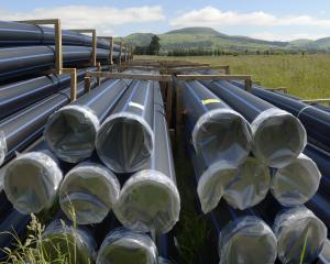 Pipes are stacked up, ready to be installed on Coast Rd, near Karitane. PHOTO: GERARD O’BRIEN
