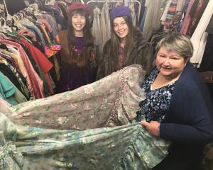 Maegan Young (left), Susan Manson and Sophie Moestl show off some of the Wanaka Theatre Group’s...