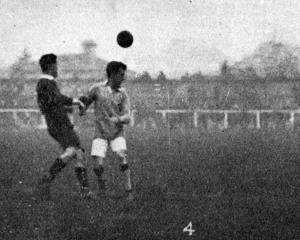 Action during the Australia v Otago association football match. — Otago Witness, 20.6.1922 