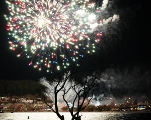 Fireworks over Wanaka on Saturday night.  PHOTO: SUPPLIED / JAMES MITCHELL