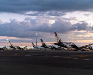 Air New Zealand planes parked up at Auckland Airport two during the Covid-19 pandemic. Photo:...