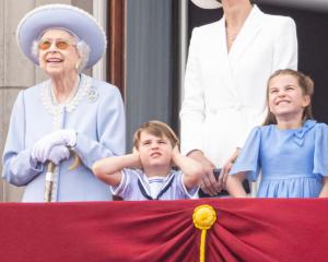 Queen Elizabeth II, Prince Louis of Cambridge, Princess Charlotte of Cambridge and Prince George...