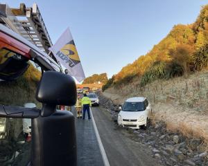 Icy roads around Dunedin made conditions difficult for drivers on Tuesday morning. Photo: Stephen...