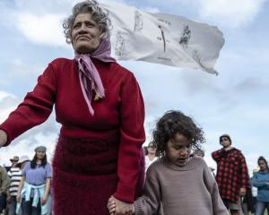 Rena Owen, as Whina Cooper, leads the historic land march. PHOTOS: TRANSMISSION FILMS
