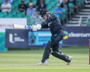 Finn Allen's first international century pushed the Blacks Caps to a commanding total. Photo:...