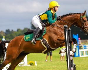Lucy Harrex (20) clears a fence on Saphie at the South Island showjumping championships in...