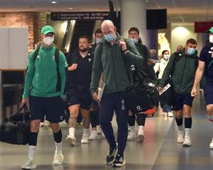 Ireland rugby team arriving at Dunedin Airport on Wednesday. PHOTO:PETER MCINTOSH