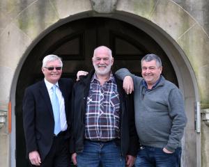 Set to depart the Dunedin City Council are (from left) Crs Chris Staynes, Doug Hall and Mike Lord...