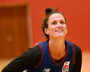 Hoiho forward Jillian Harmon practises at the Otago Girls’ High School Gymnasium yesterday. Photo...