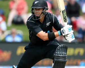 Ross Taylor looks for a run during the third match of the ODI series between New Zealand and...