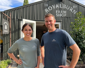 Nadia Lim and Carlos Bagrie outside their farm shop in Arrowtown. Photo: Supplied 