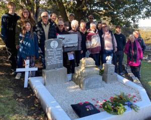 Gathered for the rededication of the memorial to Ordinary Seaman Ian William Grant in the...