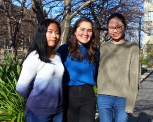 Otago University Japanese Student Association members (from left) president Justine Klassen, vice...