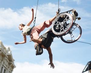 Rodney Bell and Chloe Loftus perform their aerial dance set. Photo: Supplied
