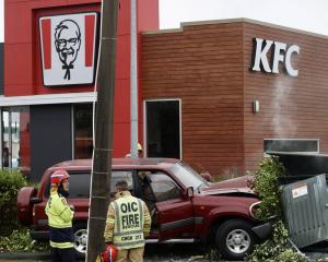 A car crash at a Christchurch KFC has led to power outages at three fast food restaurants. Photo:...