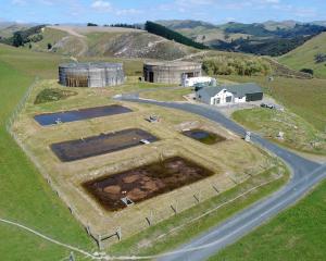 The Waikouaiti water treatment plant, raw water reservoir, and treated water reservoir. 