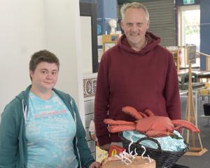 Artists Dani Lucas and Greg McLeod of Dunedin with the "Kai Maps" exhibition at Artsenta. PHOTO:...