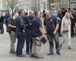 Otago employees leave a staff meeting earlier this month. PHOTO: GERARD O’BRIEN