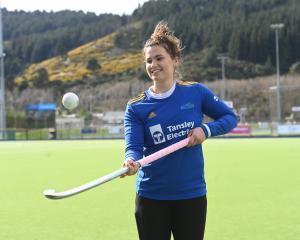 Otago captain Maddie Peel gets in some skill work at the McMillan Hockey Centre on Wednesday....