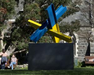 Slava Ukraini in the Knox Church Garden. PHOTO: ODT FILES