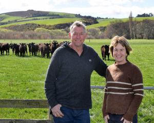 Nelson and Fi Hancox, pictured on their Tapanui farm, are delighted the next generation are now...