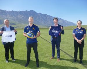 Preparing to bring the Highlanders back to Queenstown next year — to a new venue — are, from left...