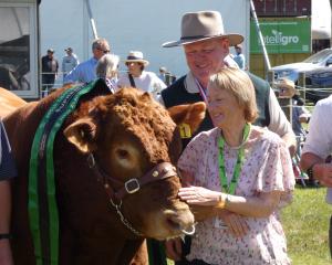 Richard and Denise van Asch were all smiles after their South Devon bull Burtergill Righton won...