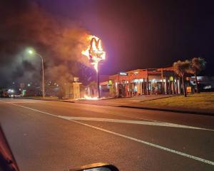 The Golden Arches exploded into flames late on Sunday night. Photo: Anaru Hill
