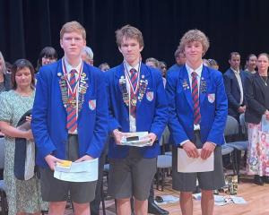 South Otago High School co-dux Ryan Williams, Jethro Ware and General academic Alec Mills.