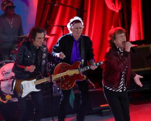 Ron Wood (left) Keith Richards and Mick Jagger on stage in New York. Photo: Reuters 