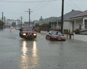 Flooding in Nelson St, South Dunedin, in 2019. PHOTO: STEPHEN JAQUIERY