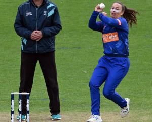 Hayley Jensen bowls for the Sparks in a T20 match last year. PHOTO: ODT FILES