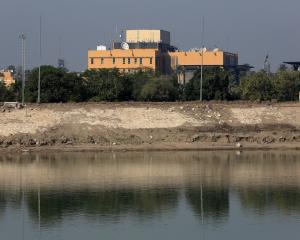 The US Embassy building in Baghdad is seen after the US urged American citizens to leave Iraq...