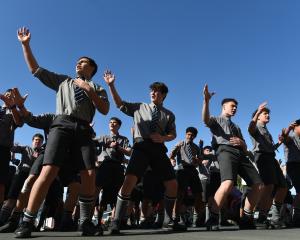 Otago Boys' High School students performing the Haka. 