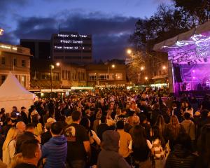 A large crowd gathers in the Octagon for New Year’s Eve last year. PHOTO: ODT FILES