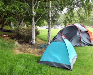 Tents are pitched in the makeshift homeless encampment in Kensington Oval, where a man died on...