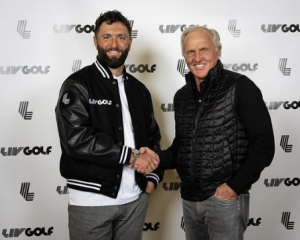 Jon Rahm with LIV Golf CEO Greg Norman. Photo: Instagram 