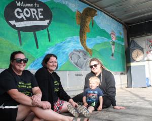 Marcia Brown, Cara Sharp, Ninette Miller and her son Declan, 4, were busy putting the finishing...